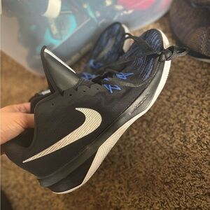 Nike Kids Black and Blue Sneakers with White Swoosh
